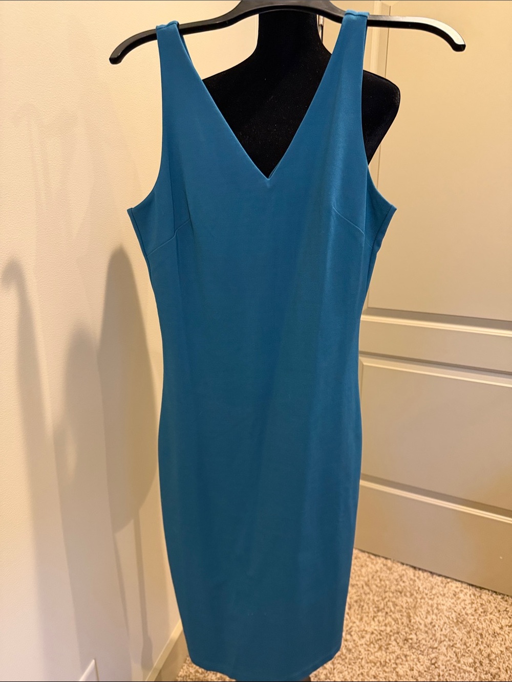 NWOT - White House Black Market Teal V-Neck Sheath Dress - Sleeveless
